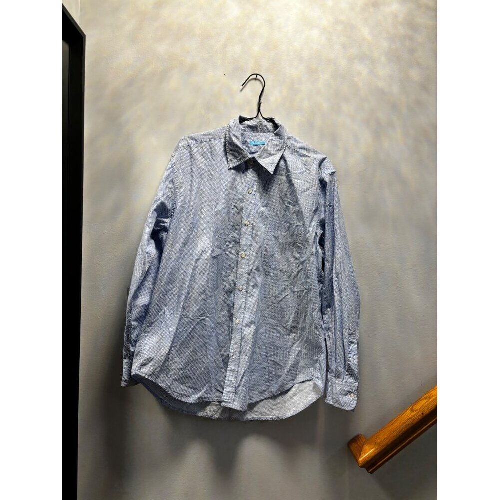 J McLaughlin Shirt Men's Large Blue‎ PlatterButton Up Long Sleeve Cotton